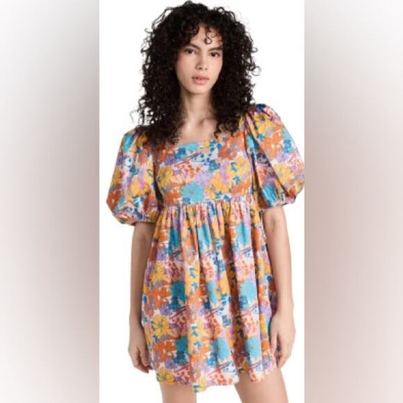 $290 Snow Xue Gao Designer Floral Printed Orange Babydoll Dress NEW Size 6 - Picture 5 of 15